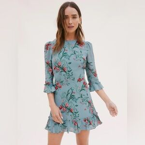 Reformation Doutzen Leona Floral Mini Dress Size‎ 4 | blue pink White Print VGUC